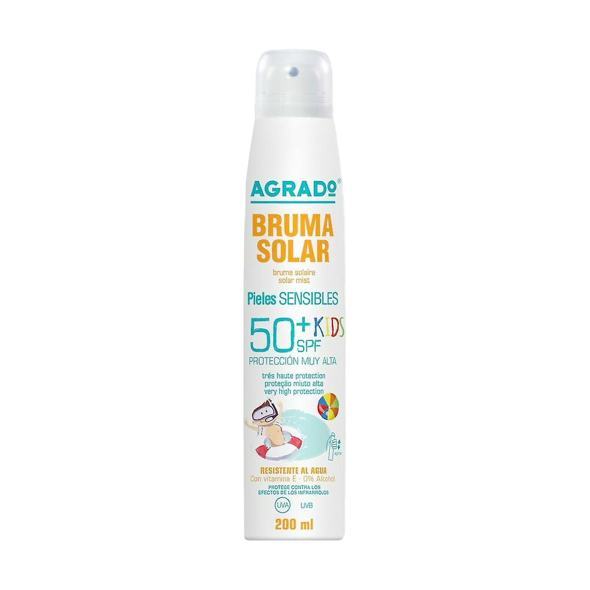 Уцінка! Дитячий сонцезахисний спрей для тіла Agrado Mist Solar Kids, SPF 50+, 200 мл